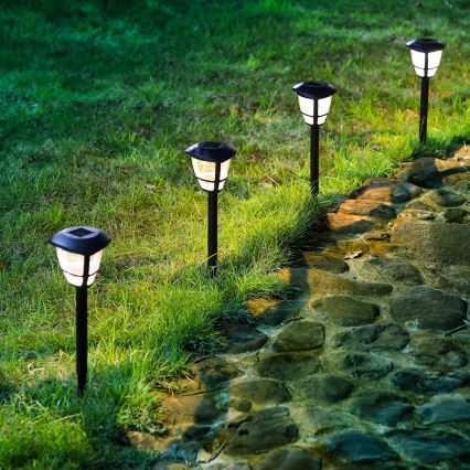 Aigostar - Komplet od 12 solarnih LED lampi LED/0,06W/2V 33,8 cm 6500K 100 mAh IP44 crne