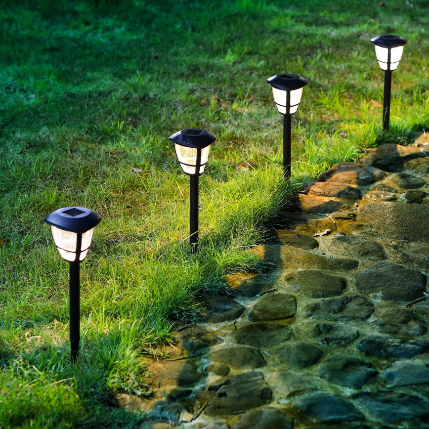 Aigostar - Komplet od 12 solarnih LED lampi LED/0,06W/2V 33,8 cm 6500K 100 mAh IP44 crne