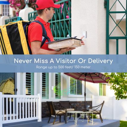 Aigostar - komplet 2x bežična zvona 3xAA/12V IP44 bela