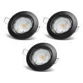 Aigostar - Komplet od 3 LED ugradnih svetala 1xGU10/4,5W/230V 3000K crna