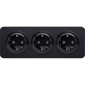 Aigostar - Kućna utičnica sa okvirom 3Z SCHUKO 250V/16A crna