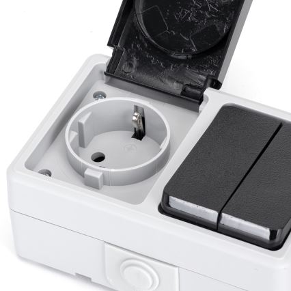 Aigostar - Kućni naizmenični prekidač sa utičnicom, 250V/16A, IP54