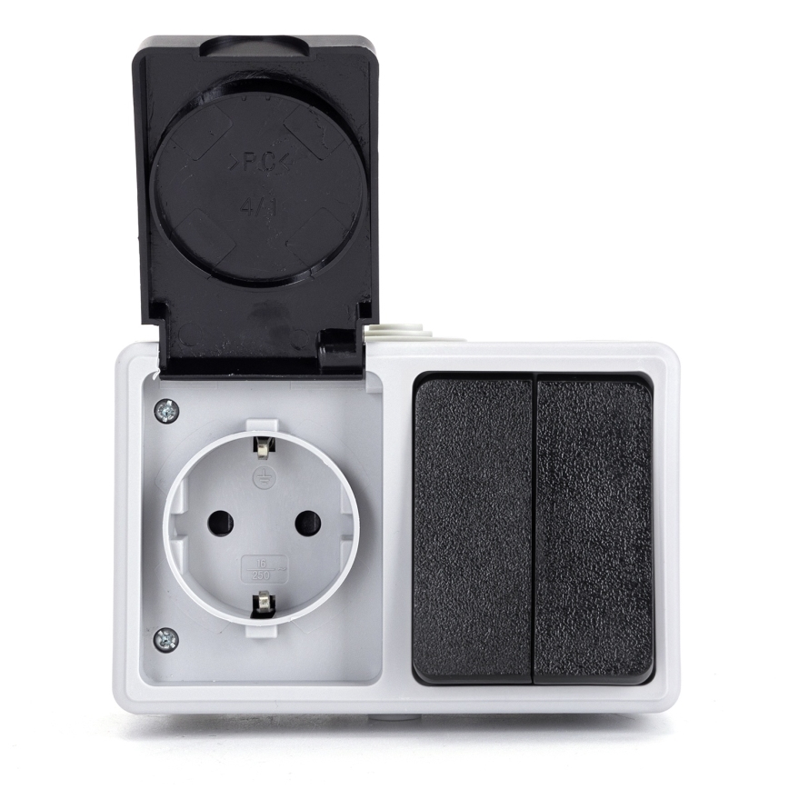 Aigostar - Kućni naizmenični prekidač sa utičnicom, 250V/16A, IP54