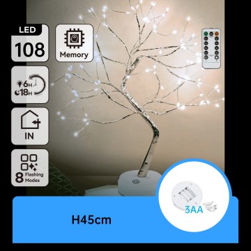 Aigostar - LED božićna dekoracija 108xLED/3xAA/8 funkcija 45 cm hladna bela