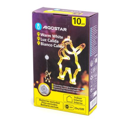 Aigostar - LED božićna dekoracija 10xLED/3xAAA Deda Mraz 20 cm