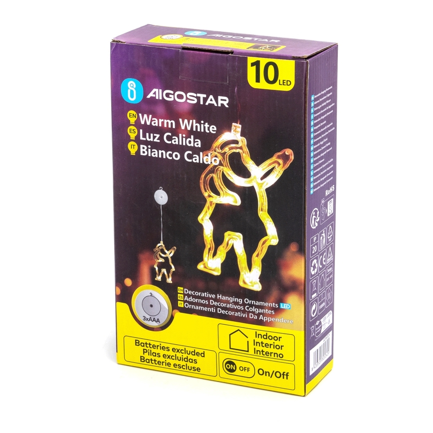 Aigostar - LED božićna dekoracija 10xLED/3xAAA Deda Mraz 20 cm