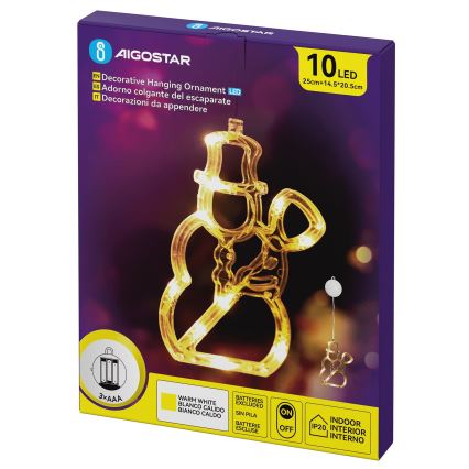 Aigostar - LED Božićna dekoracija 10xLED/3xAAA snegović 20,5 cm