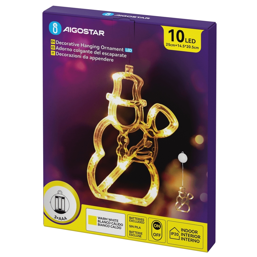 Aigostar - LED Božićna dekoracija 10xLED/3xAAA snegović 20,5 cm