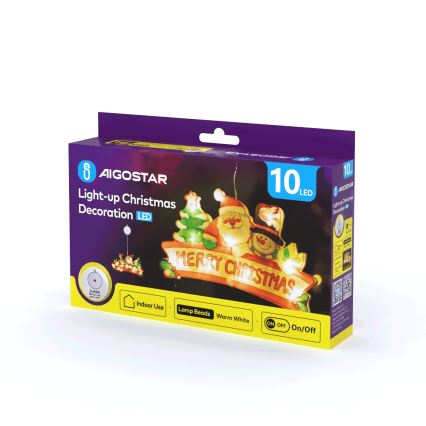 Aigostar - LED božićna dekoracija 10xLED/3xAAA Srećan Božić 13 cm