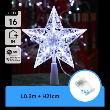 Aigostar - LED božićna dekoracija 16xLED/3xAA hladno-bela zvezda