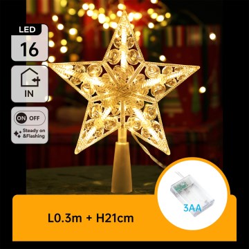 Aigostar - LED božićna dekoracija 16xLED/3xAA, zvezda u toploj beloj boji