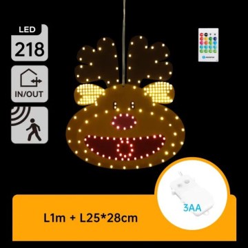 Aigostar - LED božićna dekoracija 218x LED/3xAA IP44 + daljinski upravljač irvas 28 cm