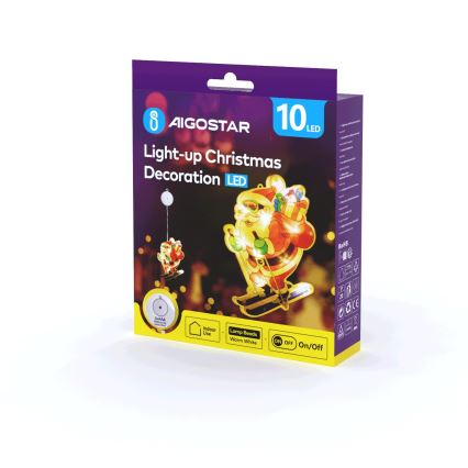 Aigostar - LED božićna dekoracija LED/3xAAA Deda Mraz na skijama 23cm