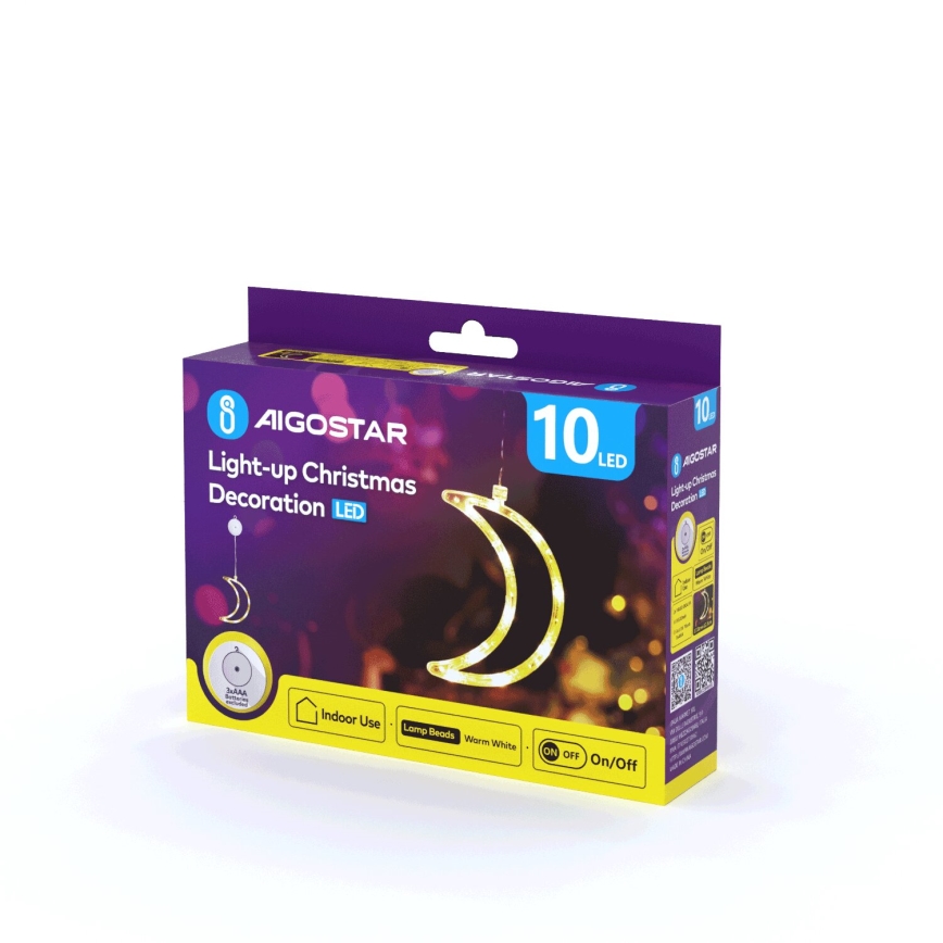 Aigostar - LED božićna dekoracija LED/3xAAA mesec 18,5cm