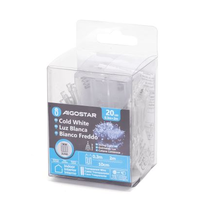 Aigostar - LED Božićna girlanda 20xLED/3xAA 2,3m hladna bela
