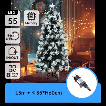 Aigostar - LED božićna jelka za spoljašnju upotrebu 55 LED/8 funkcija 0,6 m IP44 hladno belo svetlo
