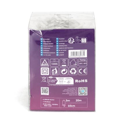 Aigostar - LED božićna svetla za spoljašnju upotrebu 200xLED/8 funkcija 23m IP44 topla bela
