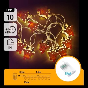 Aigostar - LED božićni lanac 10xLED/3xAA 1,5m toplo belo irvas