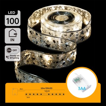Aigostar - LED božićni niz 100xLED/3xAA 10 m topla bela srebrna