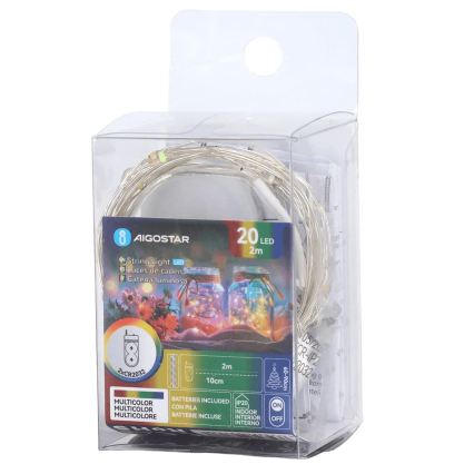 Aigostar - LED božićni niz 20xLED/2xCR2032 2m višebojan