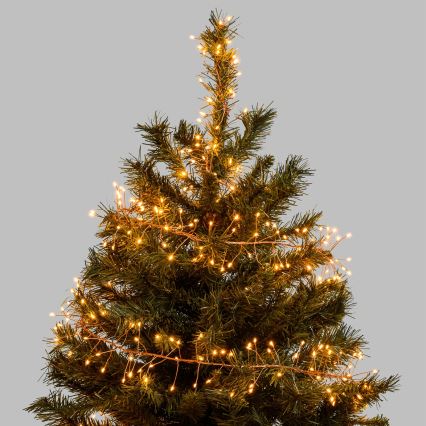 Aigostar - LED božićni niz za spoljašnju upotrebu, 300 LED / 8 funkcija, 3x AA, 9,3 m, IP44, topla bela
