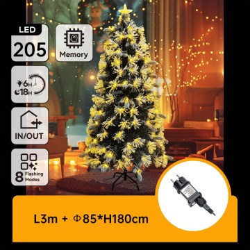 Aigostar - LED božićno drvo za spoljašnju upotrebu 205x LED / 8 funkcija 1,8 m IP44 toplo belo