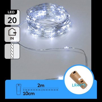 Aigostar - LED dekorativni lanac sa čepom za flašu 20xLED/3xLR44 2m hladna bela