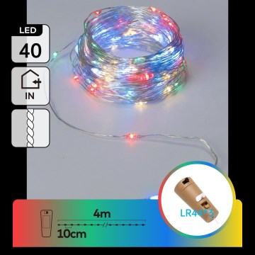 Aigostar - LED Dekorativni lanac sa čepom za flašu 40xLED/3xLR44 4m višebojno