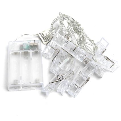 Aigostar - LED dekorativni lanac sa štipaljkama 20xLED/3xAA 3,3m topla bela