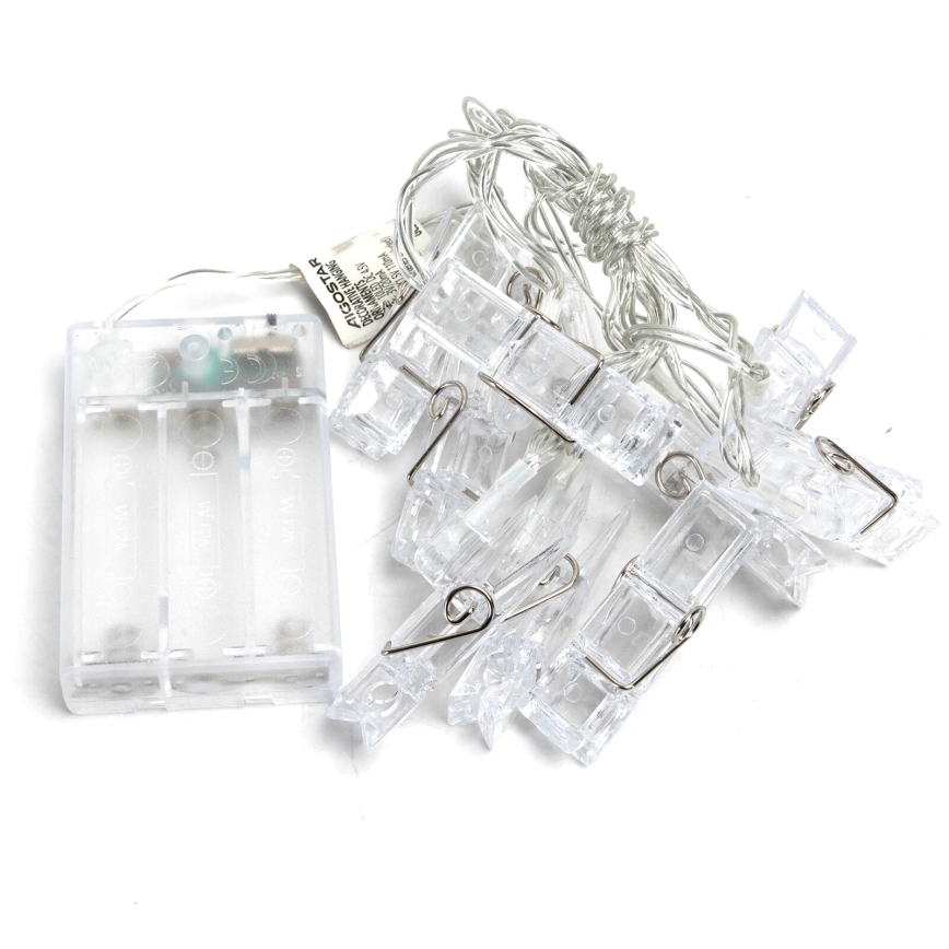 Aigostar - LED dekorativni lanac sa štipaljkama 20xLED/3xAA 3,3m topla bela