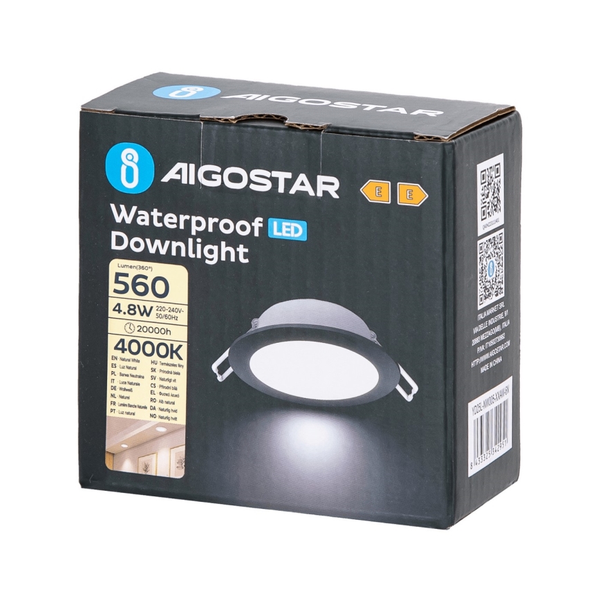 Aigostar - LED kupatilska ugradna svetiljka LED/4,8W/230V 4000K crna IP65