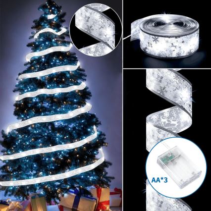 Aigostar - LED svetlosni niz 100xLED/3xAA 10 m topla bela srebrna