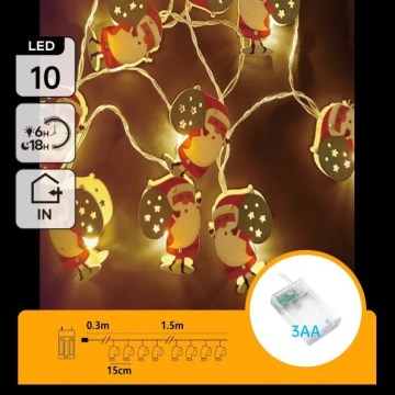 Aigostar - LED  lanac 10xLED/3xAA 1,5m topla bela Deda Mraz