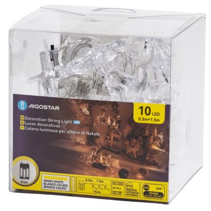 Aigostar - LED lanac 10xLED/3xAA 1,5m topla bela sa jelenima