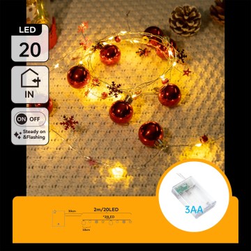 Aigostar - LED lanac 20xLED/3xAA 2 m topla bela
