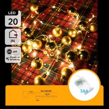 Aigostar - LED lanac 20xLED/3xAA 2 m topla bela