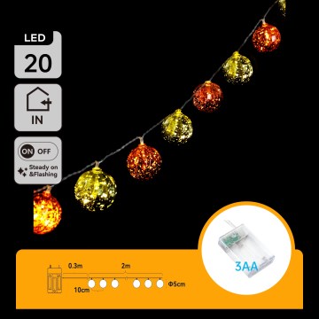 Aigostar - LED lanac 20xLED/3xAA, 2 m, topla bela