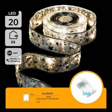Aigostar - LED lanac 20xLED/3xAA 2 m topla bela srebrna