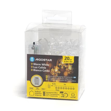 Aigostar - LED  lanac 20xLED/3xAA 3,3m pahulje