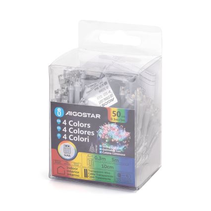 Aigostar - LED lanac 50xLED/3xAA 5,3m višebojan