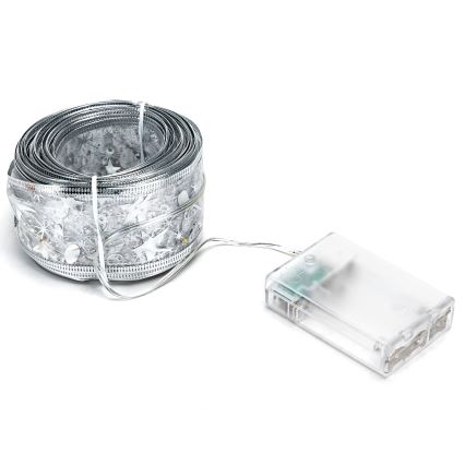 Aigostar - LED lanac 50xLED/3xAA 5 m, topla bela, srebrna