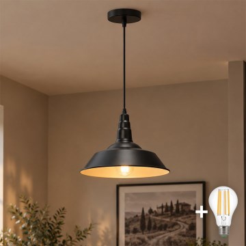 Aigostar - LED luster na sajli 1xE27/60W/230V prečnik 36 cm crna