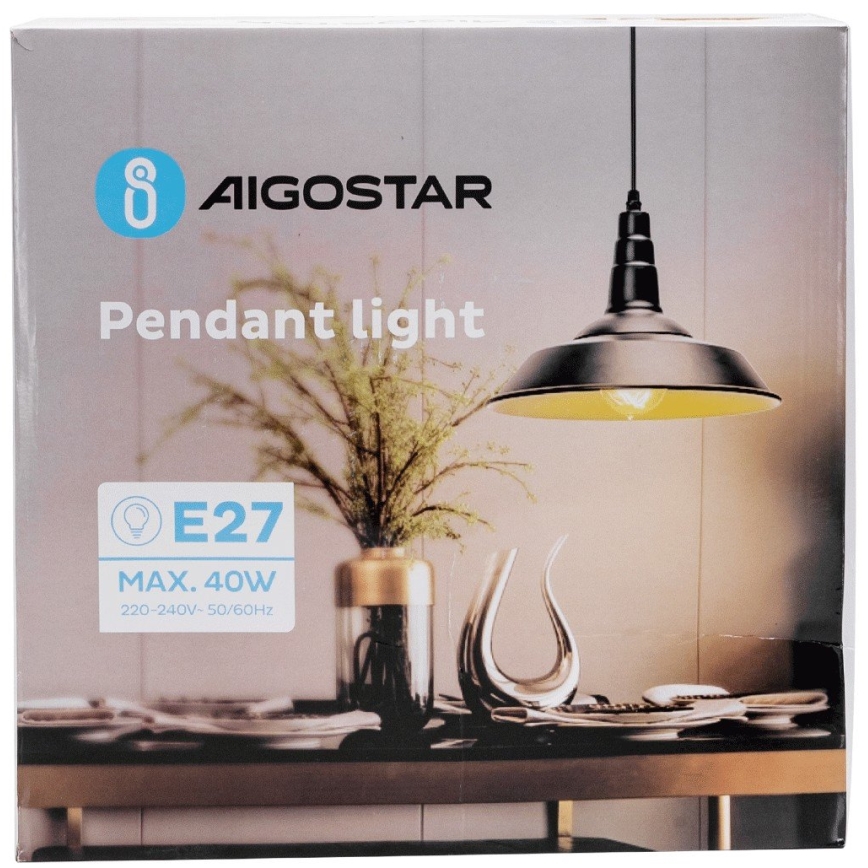 Aigostar - LED luster na sajli 1xE27/60W/230V prečnik 36 cm crna