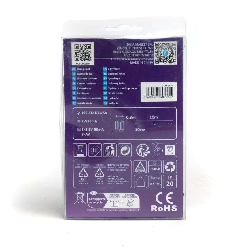 Aigostar - LED  niz 100xLED/3xAA 10,3m hladno bela