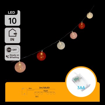 Aigostar - LED niz 10xLED/3xAA 2m topla bela