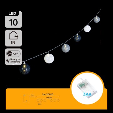 Aigostar - LED niz 10xLED/3xAA 2m topla bela