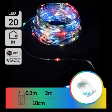 Aigostar - LED niz 20xLED/3xAA 2,3m višebojan