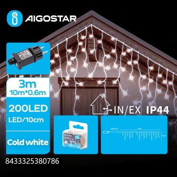 Aigostar - LED niz za spoljašnju upotrebu 200xLED/8 funkcija 13x0,6m IP44 hladna bela