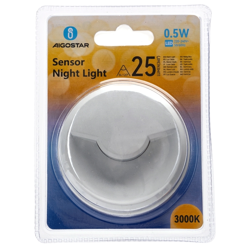Aigostar - LED noćno svetlo sa senzorom sumraka LED/0,5W/230V 3000K
