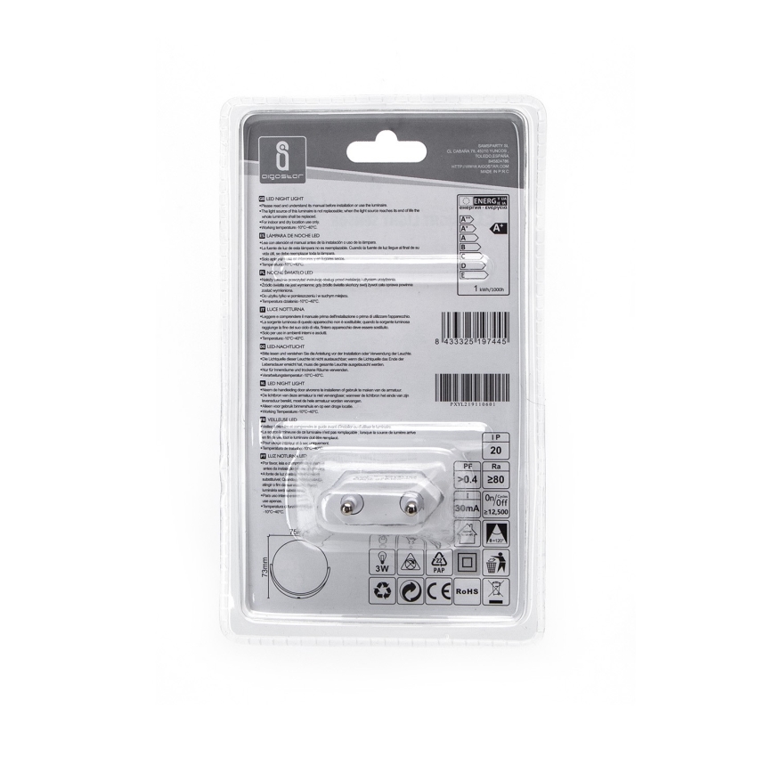 Aigostar - LED noćno svetlo sa senzorom sumraka LED/1W/230V 6500K okruglo